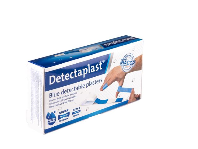 Waterafstotende blauwe pleister Detectaplast 180x20mm 100 stuks