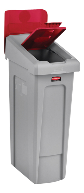 Deksel Rubbermaid Slim Jim Recyclestation gesloten rood