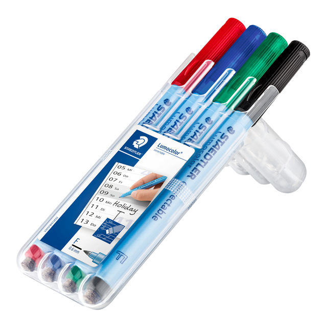 Viltstift Staedtler Lumocolor 305 non permanent correctable F set à 4 stuks