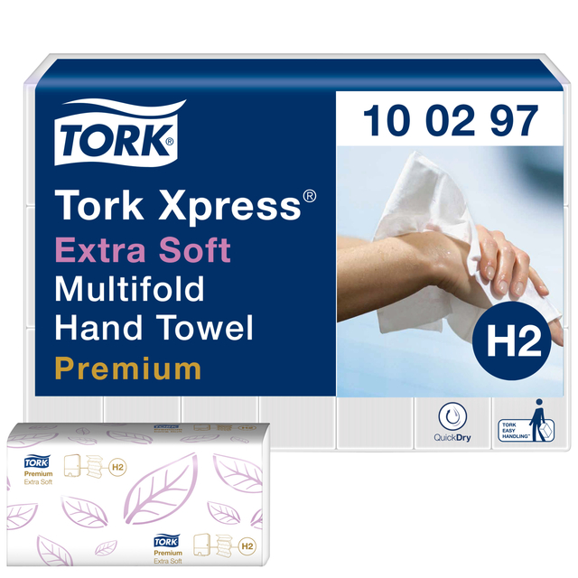 Handdoek Tork Xpress H2 multifold en 2-laags wit 100297