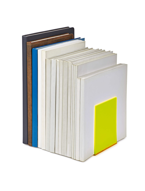 Boekensteun MAUL 10x10x13cm acryl set 2 neon geel transparant