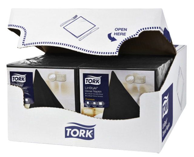 Dinnerservetten Tork LinStyle 1/4-vouw 1-laags 50 stuks zwart 478726