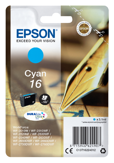 Inktcartridge Epson 16 T1622 blauw