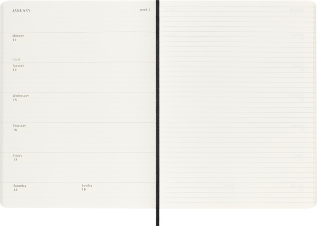 Agenda 2024/2025 Moleskine 18M Planner Weekly 7dagen/1pagina extra large sc black