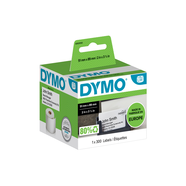 Etiket Dymo LabelWriter visitekaart 51x89mm 1 rol á 300 stuks wit