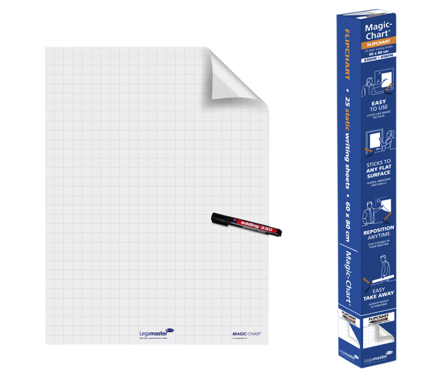 Magic-Chart Legamaster flipchart 60x80cm wit met ruit 25 vel