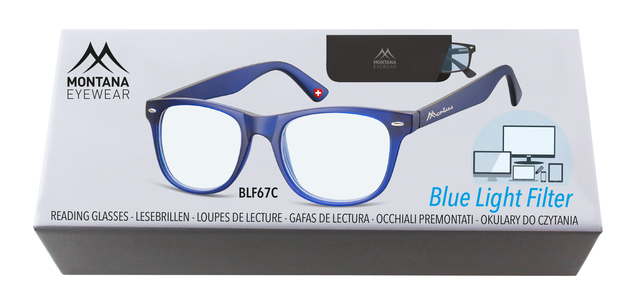 Leesbril Montana blue light filter +3.00 dpt blauw