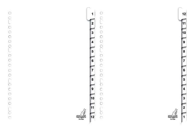 Tabbladen Kangaro 23-gaats PK412CM 1-12 genummerd karton