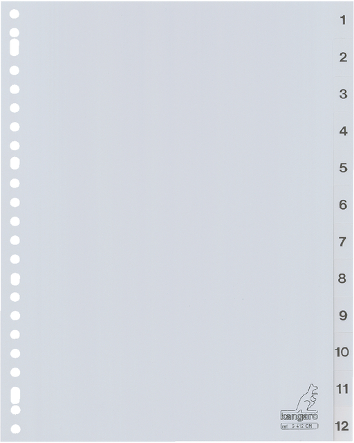 Tabbladen Kangaro 23-gaats G412CM 1-12 genummerd grijs PP