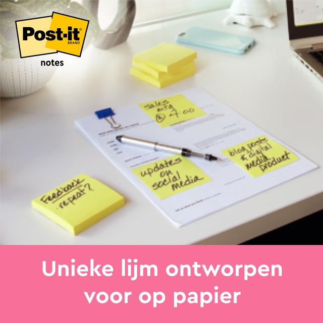 Memoblok Post-it Z-Note R330 76x76mm canary yellow 12 stuks