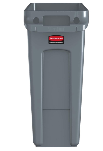 Afvalbak Rubbermaid Slim Jim Vented met luchtsleuven 60liter grijs