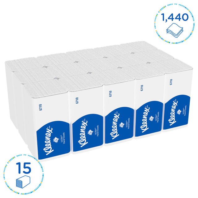 Handdoek Kleenex Ultra i-vouw 3-laags 21,5x31,8cm wit 15x96stuks 6710