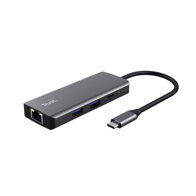 Adapter Trust DALYX 6-in-1 USB-C multipoort grijs