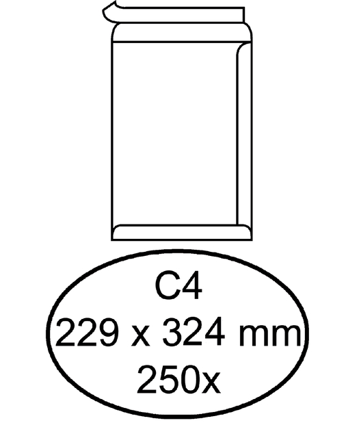 Envelop Hermes akte C4 229x324mm zelfklevend wit doos à 250 stuks