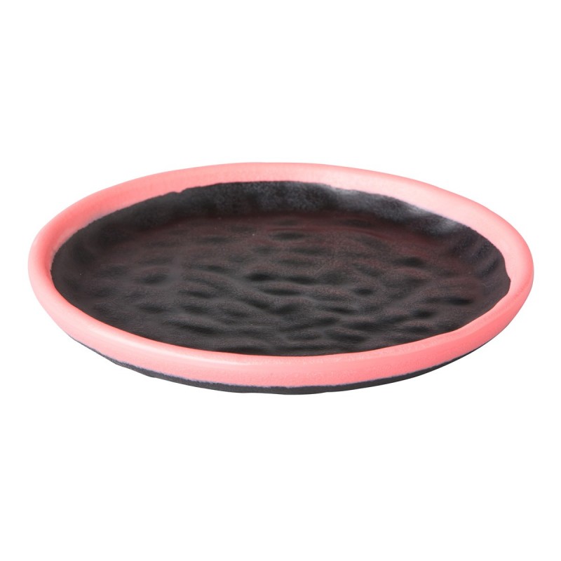 Bord Sushi Asia Rond zwart_roze melamine 15cm doos 6 stuk