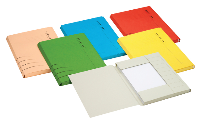 Dossiermap Secolor folio 3 klep 100% gerecycled karton 250 gr chamois