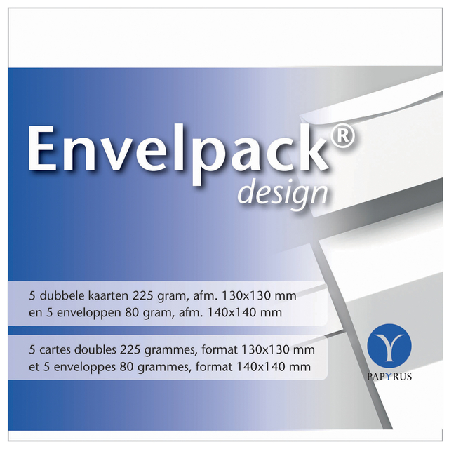 Dubbele kaart Papyrus Envelpack Design vierkant 140x140mm wit 894446 set van 5