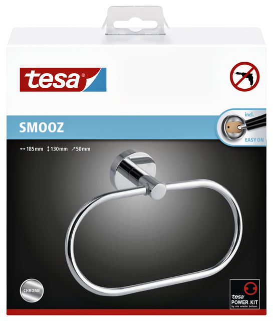 Handdoekring tesa® Smooz hoogglans verchroomd metaal zelfklevend