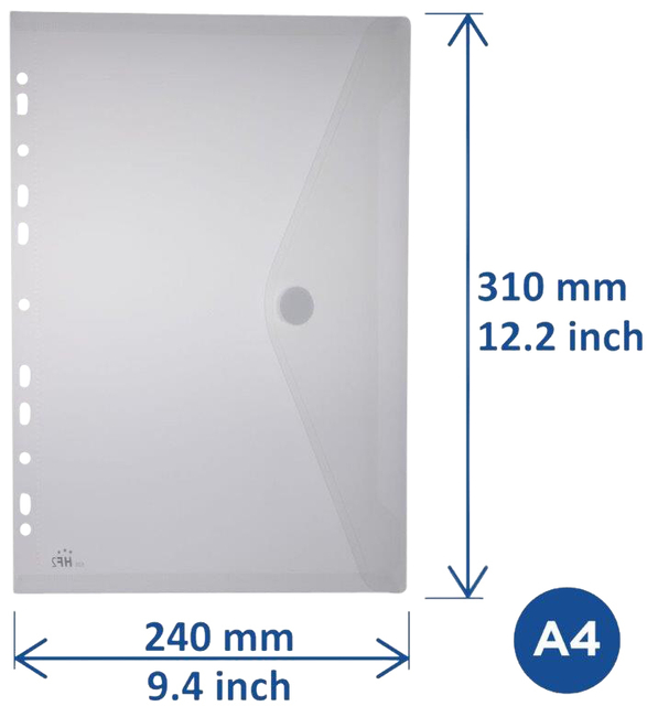 Enveloptas HF2 A4 240x310mm 11-gaats PP transparant wit