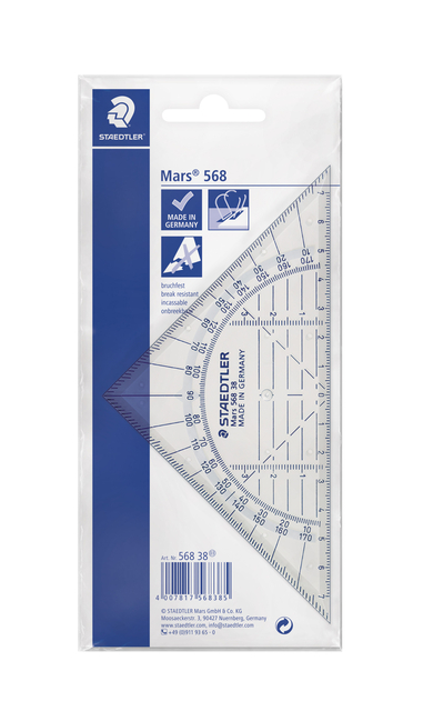 Geodriehoek Staedtler 568 160mm transparant