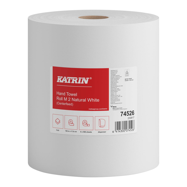 Handdoekrol Katrin centerfeed 2-laags wit medium 150mx178mm