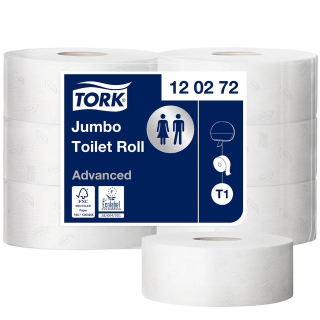 Toiletpapier Tork T1 Advanced jumbo 2-laags 360m wit 120272