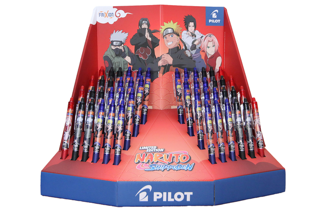 Rollerpen PILOT friXion clicker Naruto medium 3 kleuren assorti