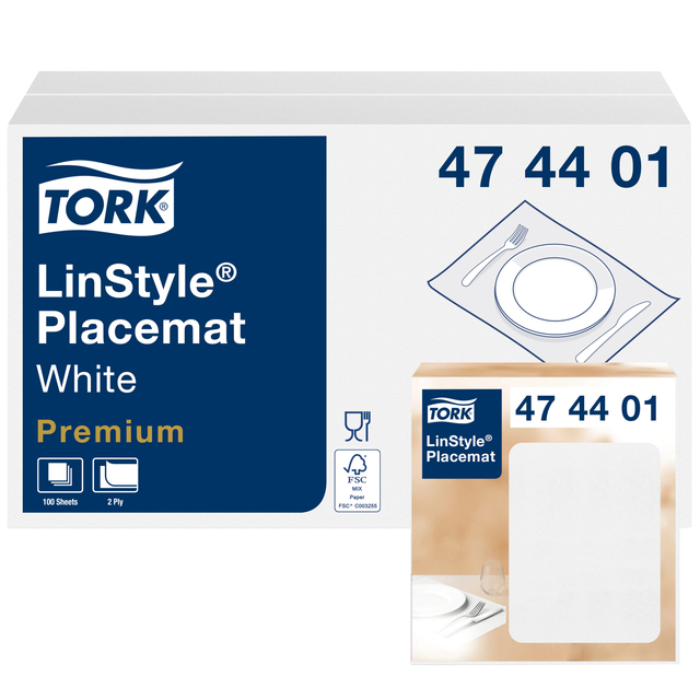 Placemats Tork LinStyle® 39x30cm 100 stuks wit 474401