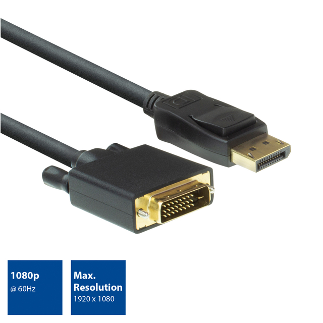 Kabel ACT DisplayPort naar DVI 1.8 meter zwart