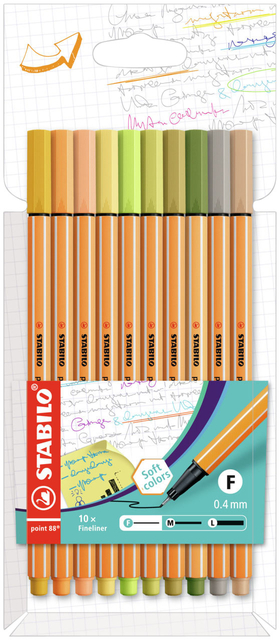 Fineliner STABILO point 88/10 fijn assorti nieuwe kleuren set à 10 stuks