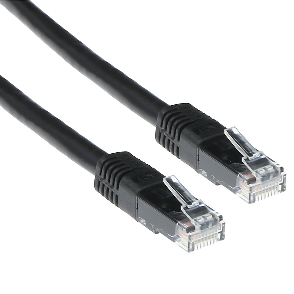 ACT Zwarte 1 meter U/UTP CAT6A patchkabels met RJ45 connectoren