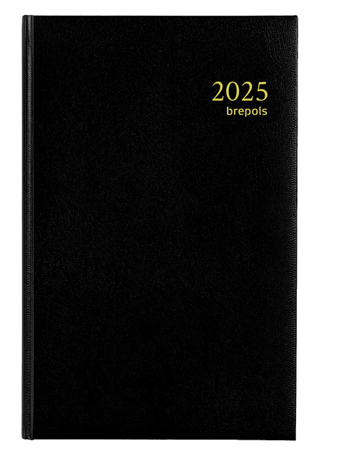 Agenda 2025 Brepols Saturnus Luxe 1dag/1pagina zwart