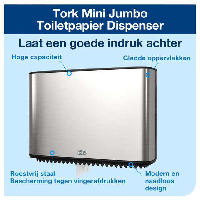 Toiletpapierdispenser Tork Image Lijn Mini jumborol T2 Image-Gesloten- rvs 460006