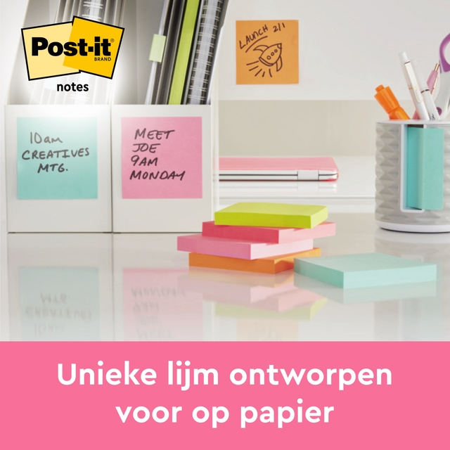 Memoblok Post-it 2028 76x76mm kubus neon kleuren