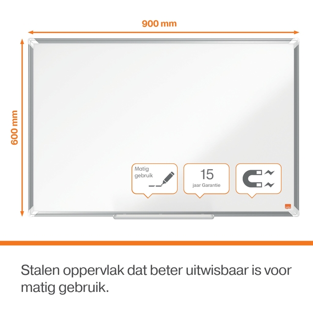 Whiteboard Nobo Premium Plus 60x90cm staal