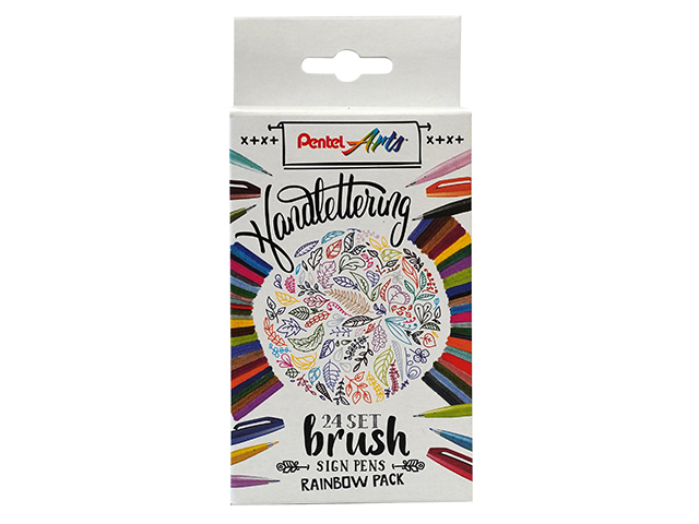 Brushpen Pentel Sign SES15C Rainbow assorti set à 24 stuks