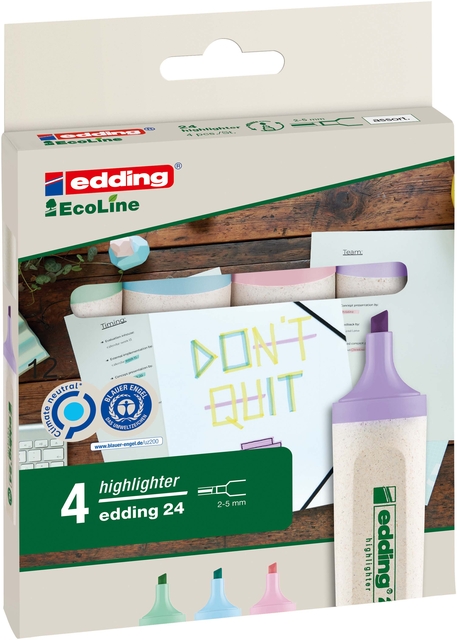 Markeerstift edding 24 Ecoline pastel assorti set à 4 stuks