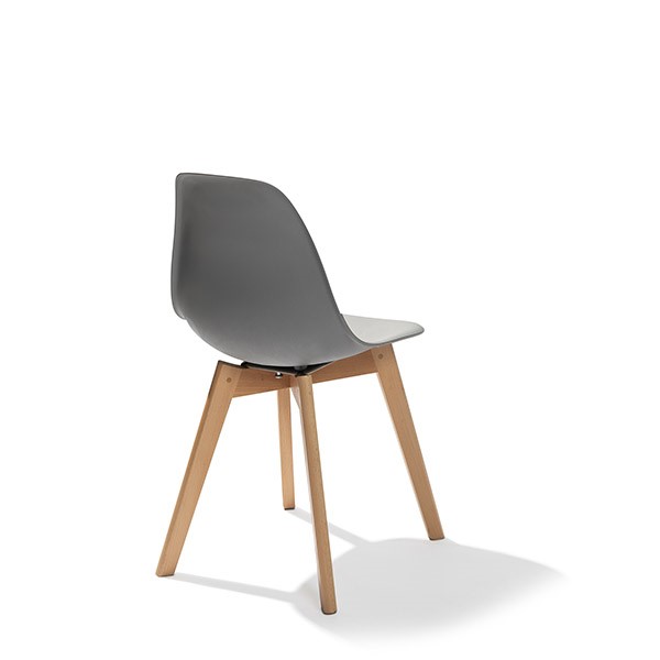 Keeve Stapelbare stoel grijs, berkenhouten frame en kunststof zitting, 47x53x83cm (LxBxH), 505F01SG