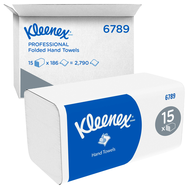 Handdoek Kleenex i-vouw 2-laags 21x21.5cm 15x186stuks wit 6789