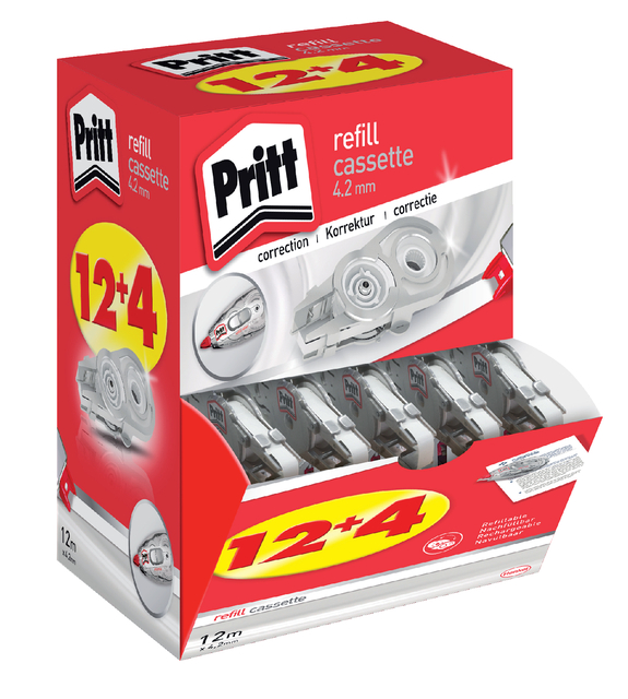 Correctierollervulling Pritt navul cassette Flex 4.2mmx12m promopack à 12+4 gratis