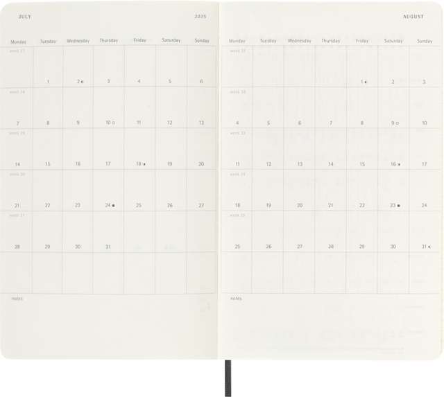 Agenda 2024/2025 Moleskine 18M Planner Weekly 7dagen/1pagina large sc black