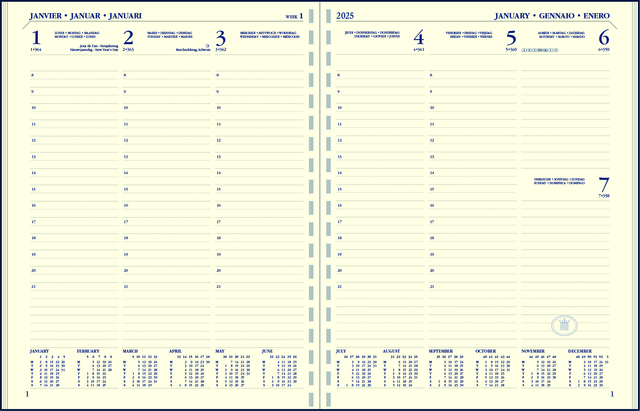 Agendavulling 2025 Ryam Executive A5 7dagen/2pagina's staand
