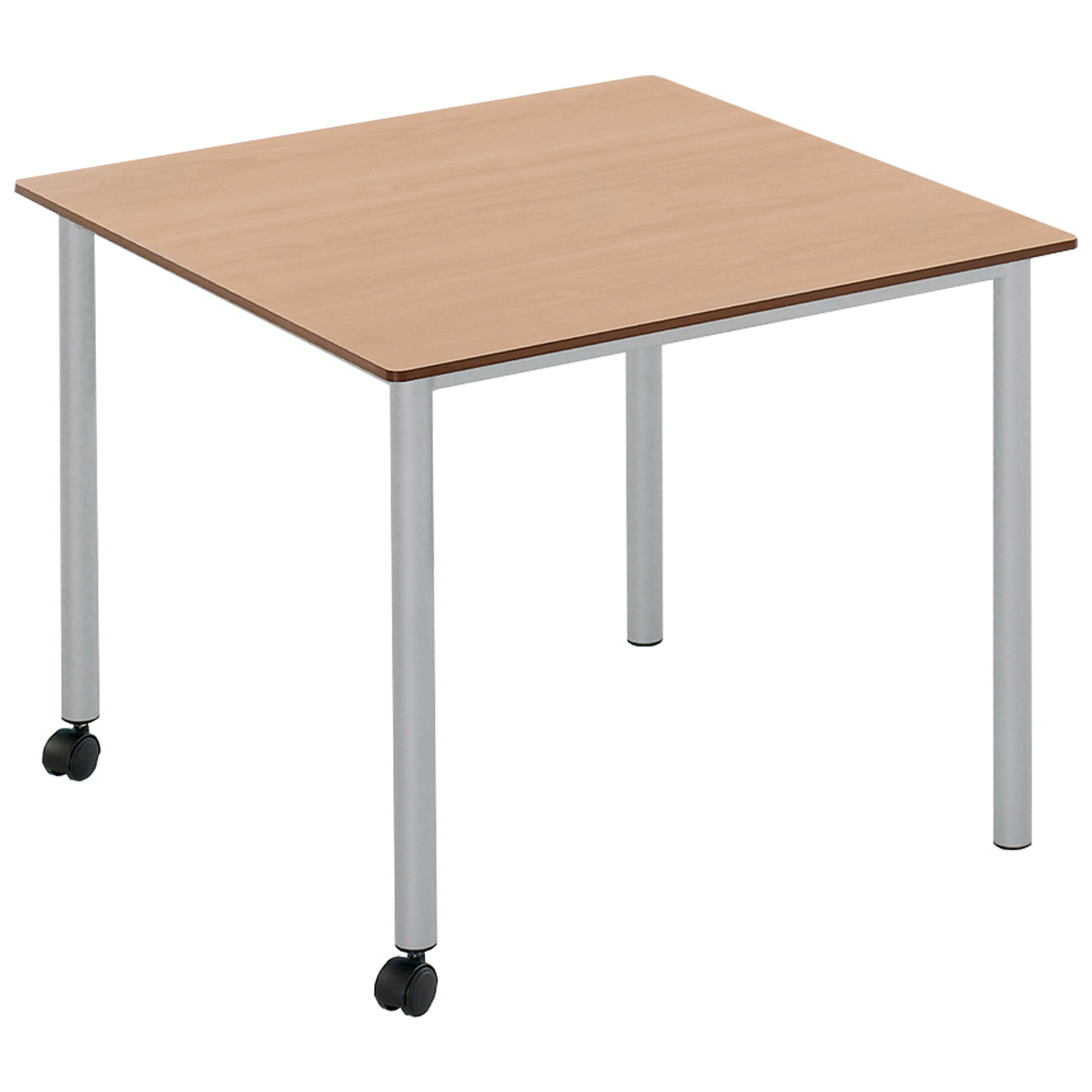 toonhoogte Droogte ik betwijfel het Vari² vierkante tafel, verrijdbare schooltafel met rond buisframe &amp;  massief kernblad | CON-VT-FV