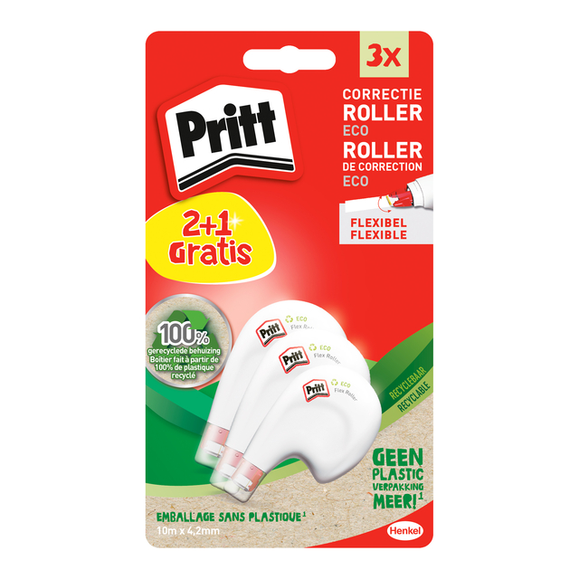 Correctieroller Pritt ECO Flex 4.2mmx10m blister 2+1 gratis