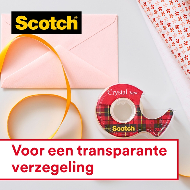 Plakband Scotch Crystal 600 19mmx7.5m transparant 2+1 gratis + handdispenser