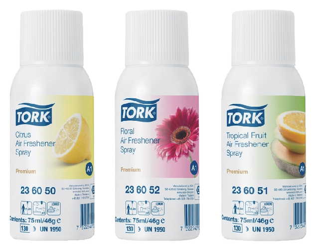 Luchtverfrisser Tork A1 spray met tropische fruitgeur 75ml 236051