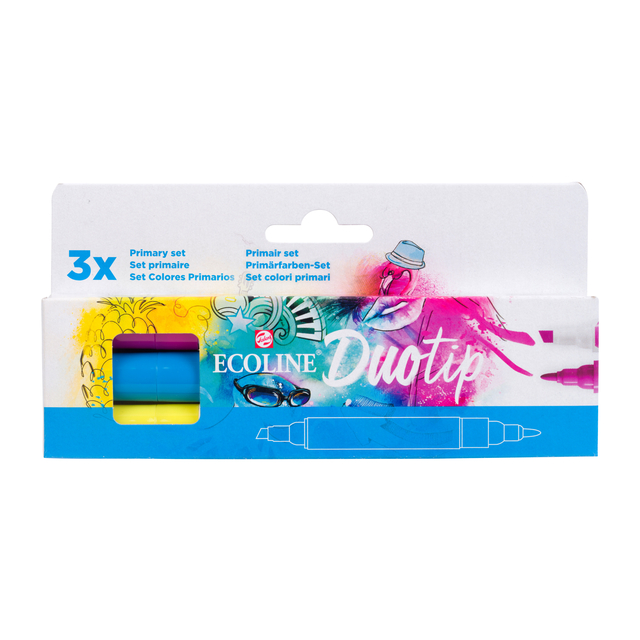 Duotip marker Ecoline primair set 3 kleuren