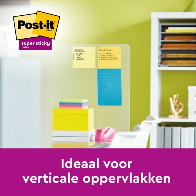 Memoblok Post-it 660 Super Sticky 102x152mm lijn rainbow 3 stuks