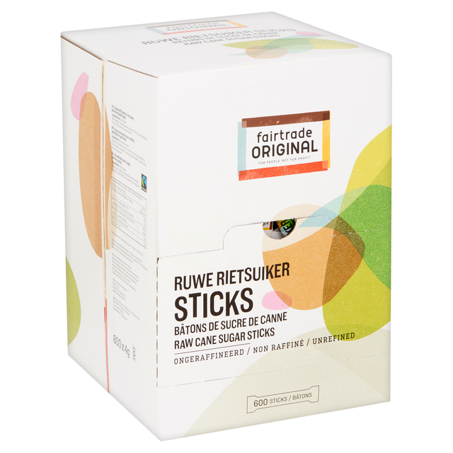 Rietsuikersticks Fairtrade Original 600 stuks