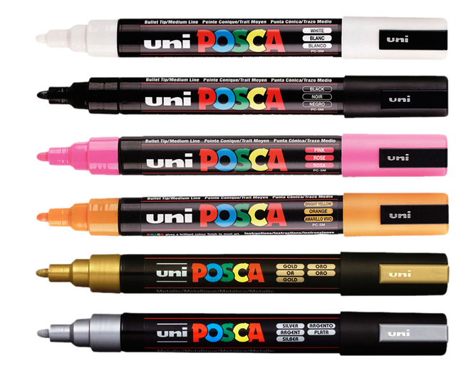 Verfstift Posca PC5M medium zilver